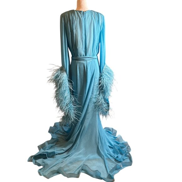 Bronx and Banco Geisha V Neck Gown in Teal X-Large New Womens Long Maxi Dress - Picture 8 of 16